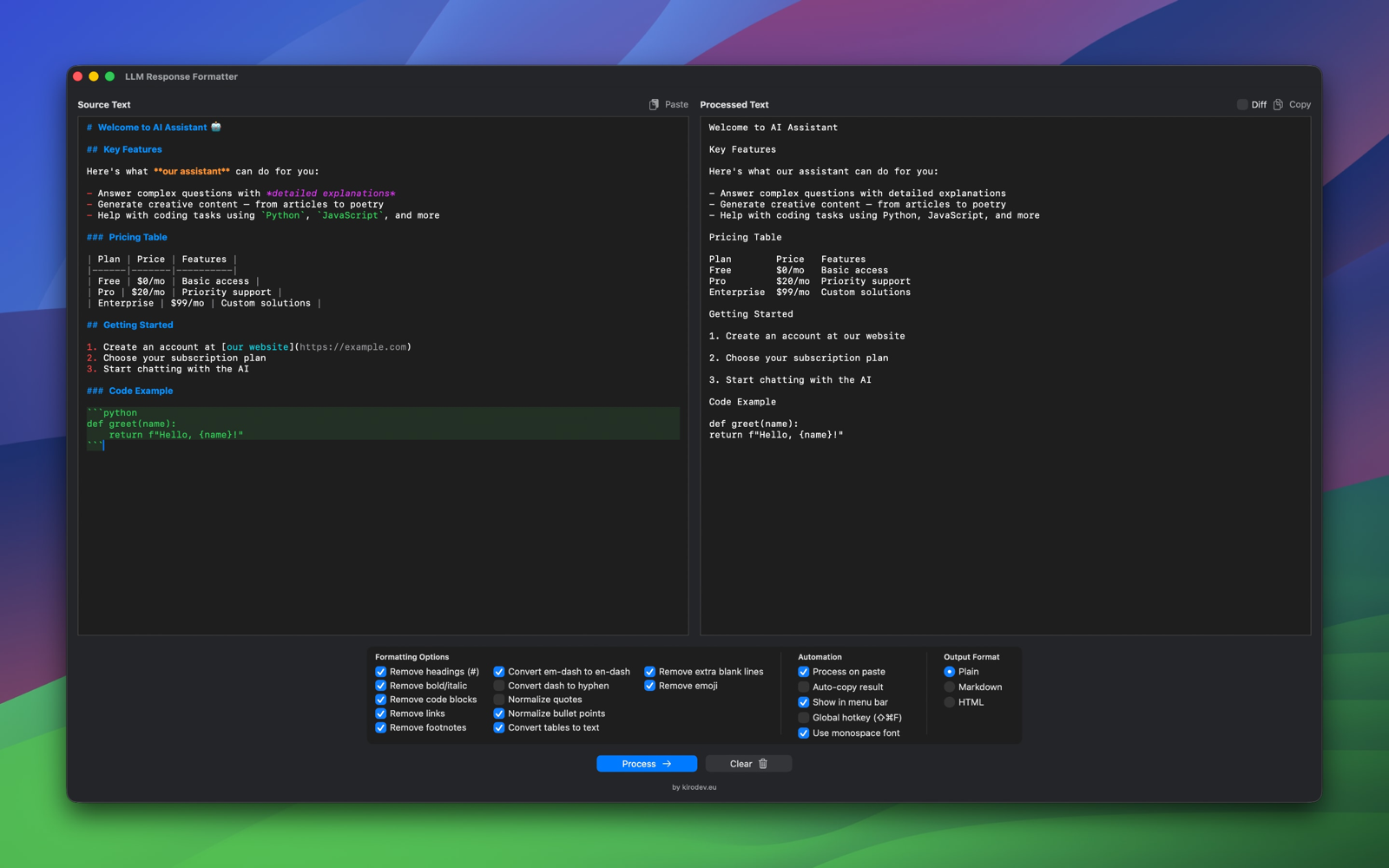 LLM Formatter - Main Interface